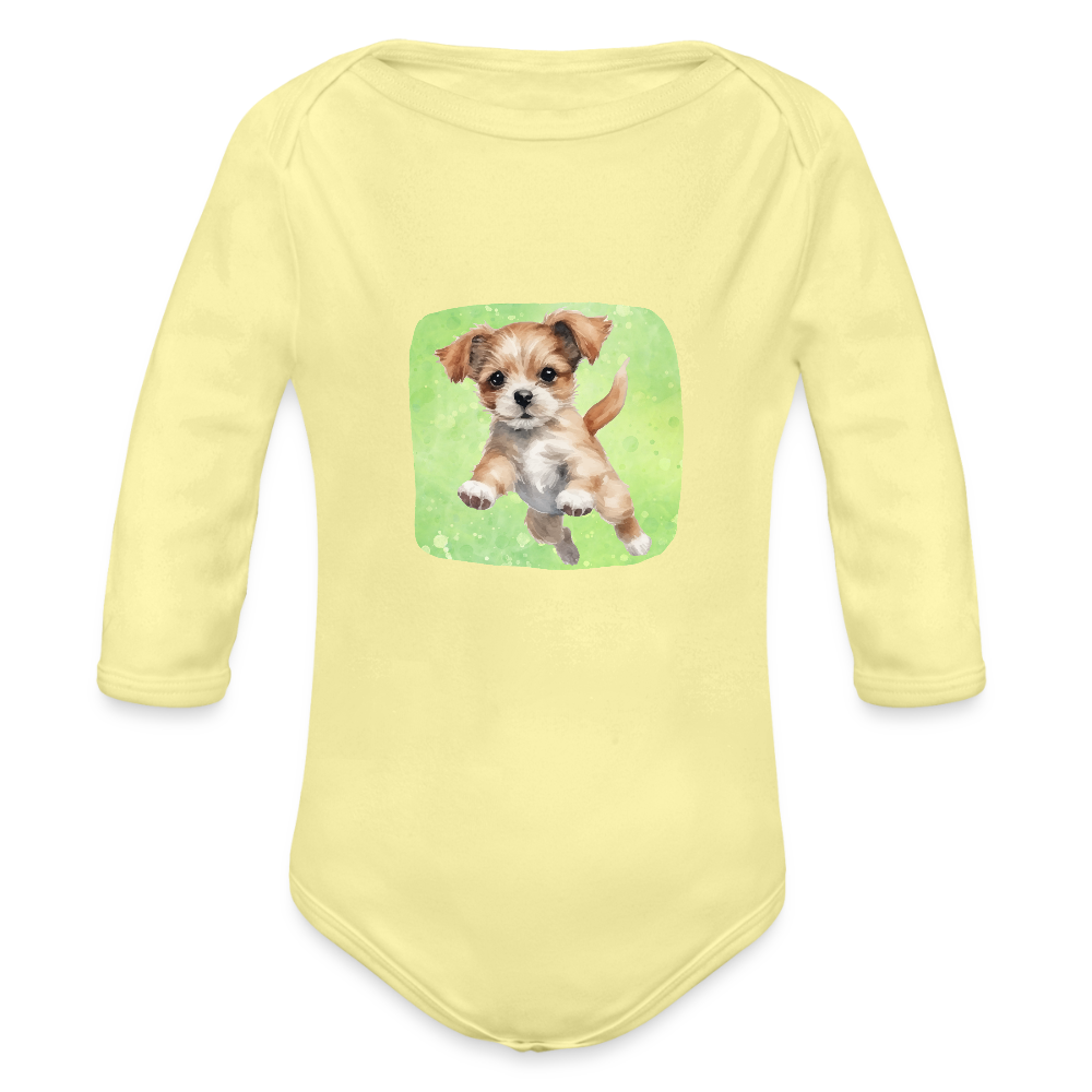 Langarmbody - Baby Hund - Hellgelb