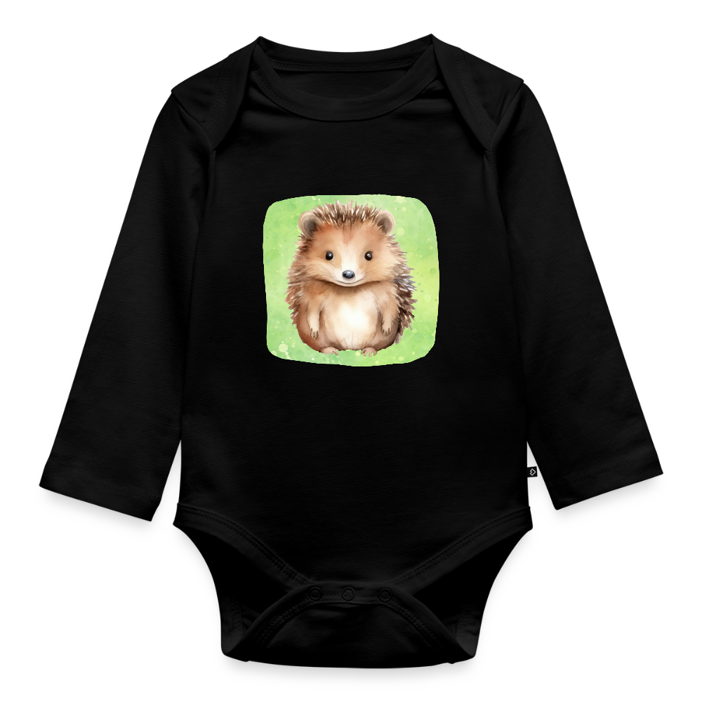 Langarmbody - Baby Igel - Schwarz