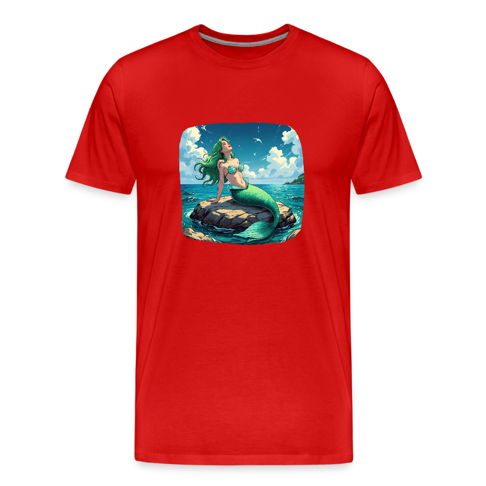 Männer Bio T-Shirt - Meerjungfrau - Rot