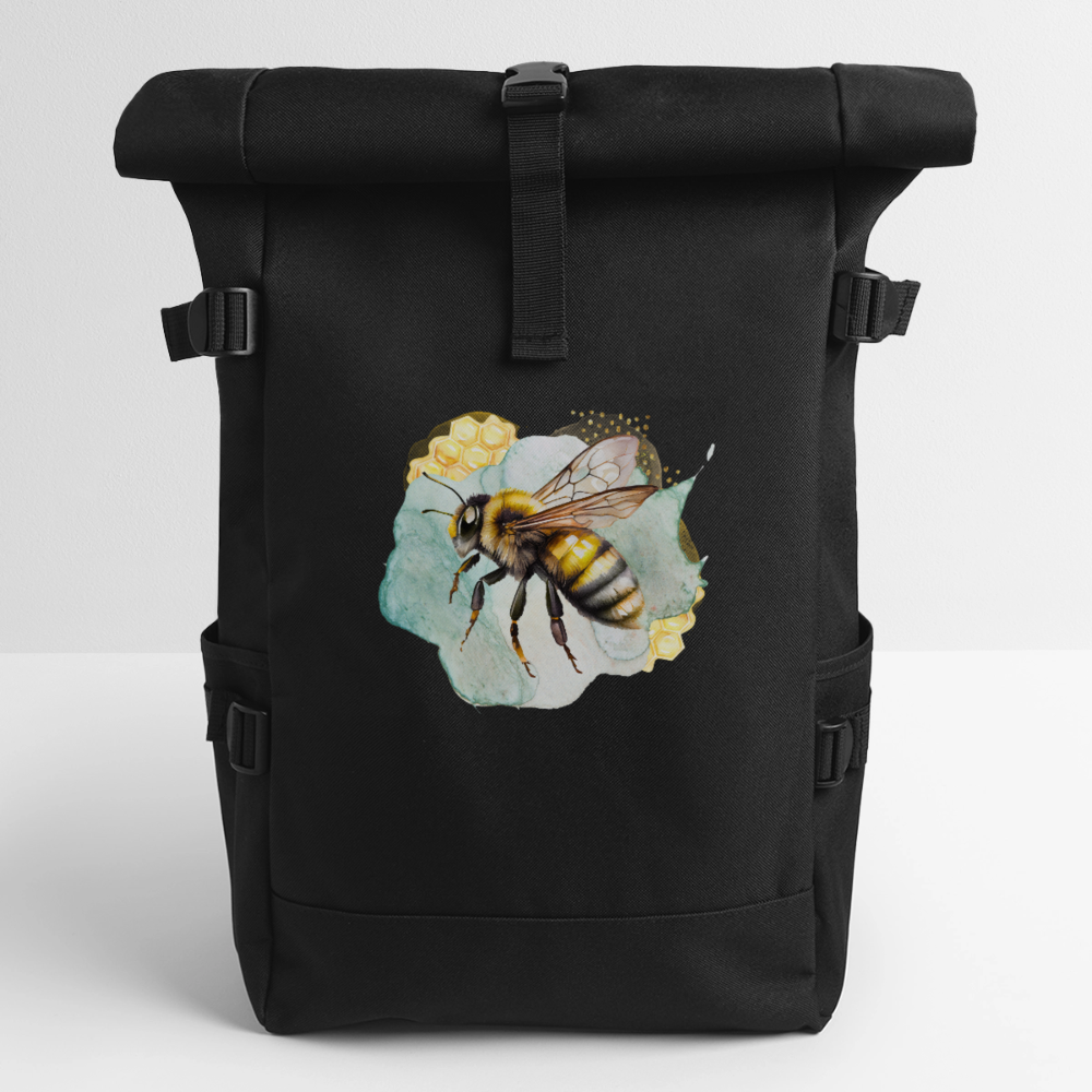 Rolltop Rucksack - Biene - Schwarz