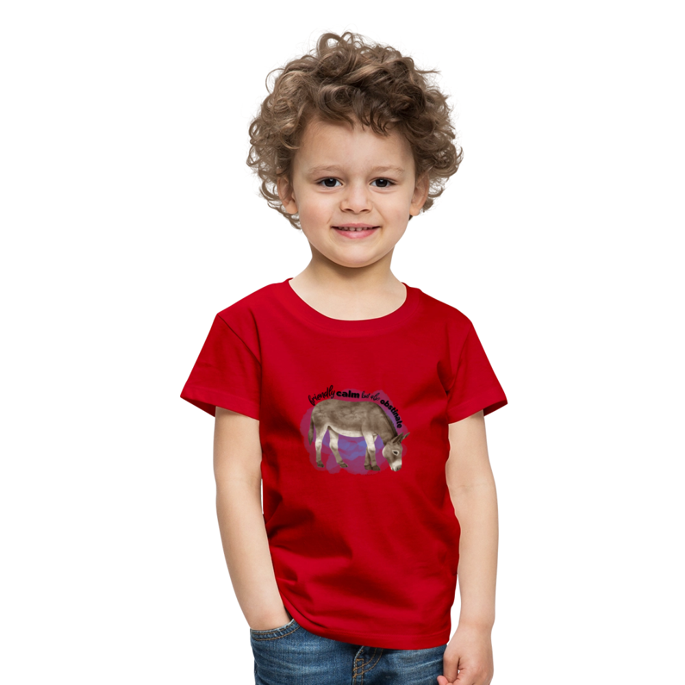 Kinder T-Shirt - friendly calm but also obstinate - Rot