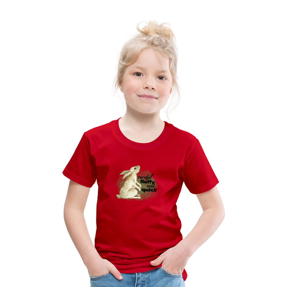 Kinder T-Shirt - careful, fluffy and quick - Rot