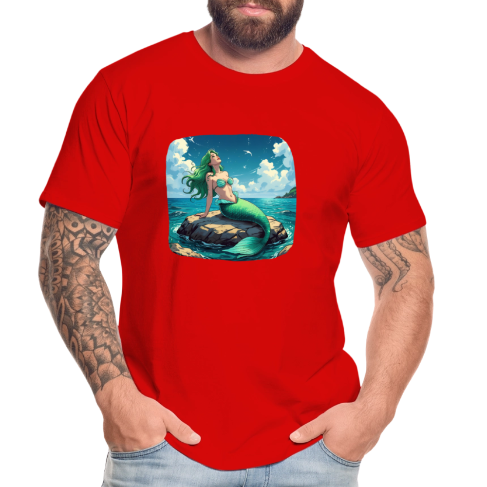 Männer Bio T-Shirt - Meerjungfrau - Rot