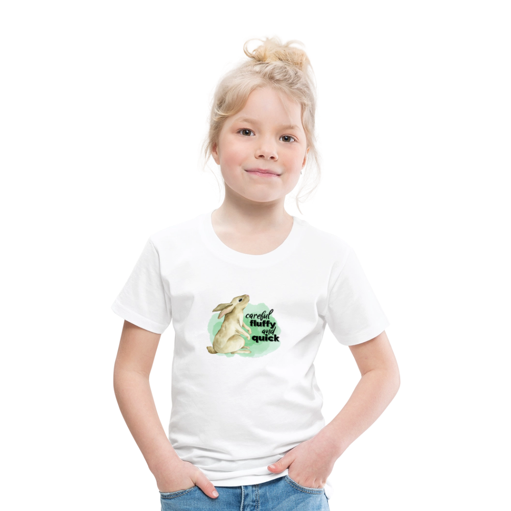 Kinder T-Shirt - careful, fluffy and quick - Weiß