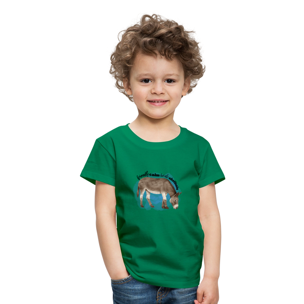 Kinder T-Shirt - friendly calm but also obstinate - Kelly Green