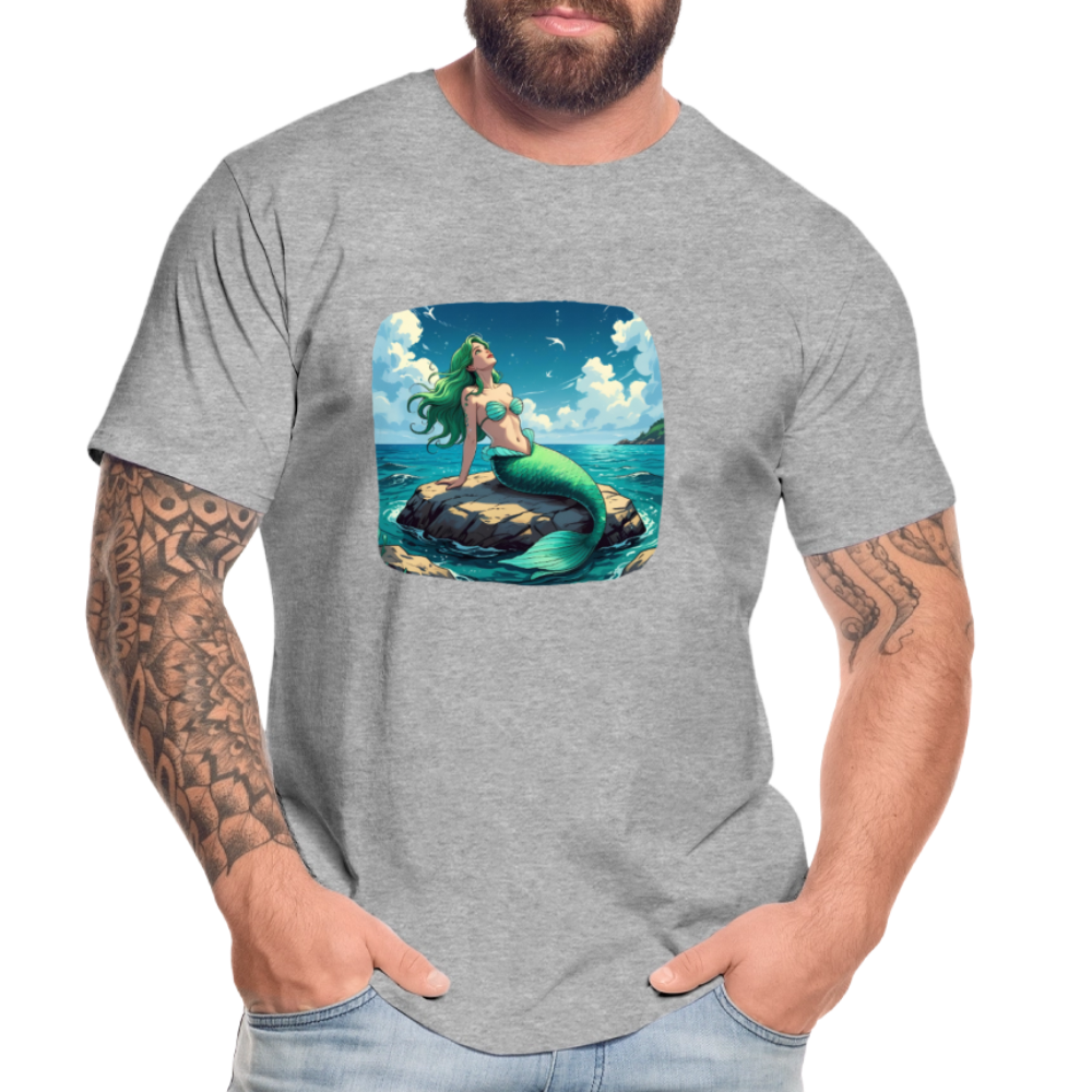 Männer Bio T-Shirt - Meerjungfrau - Grau meliert