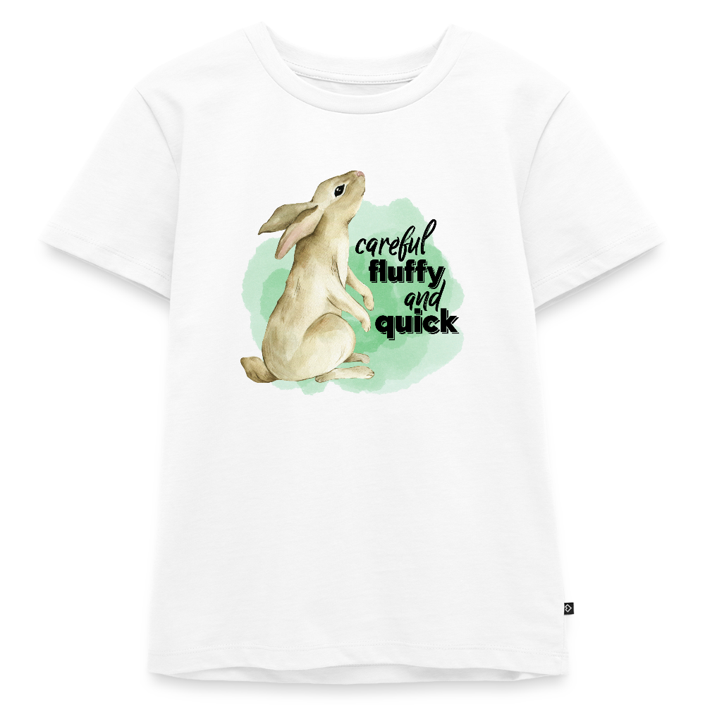 Kinder T-Shirt - careful, fluffy and quick - Weiß