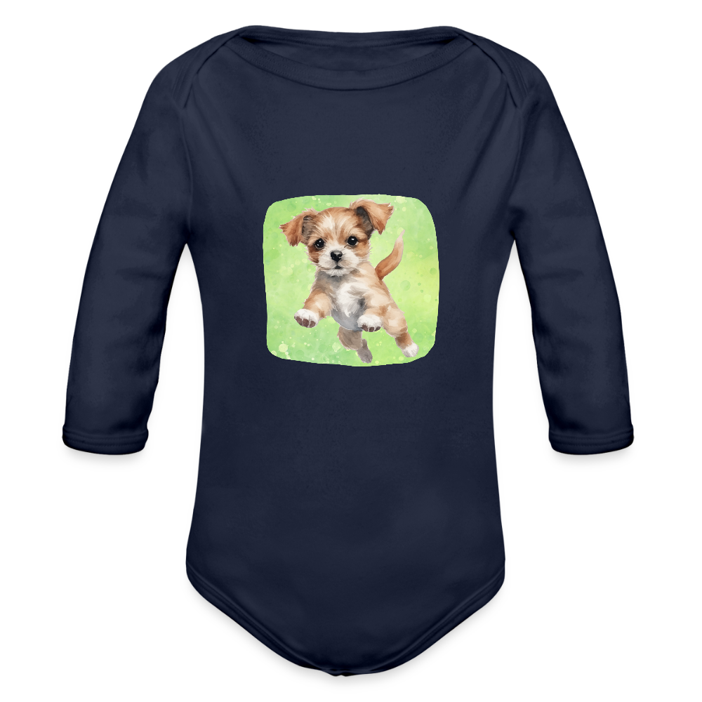 Langarmbody - Baby Hund - Dunkelnavy