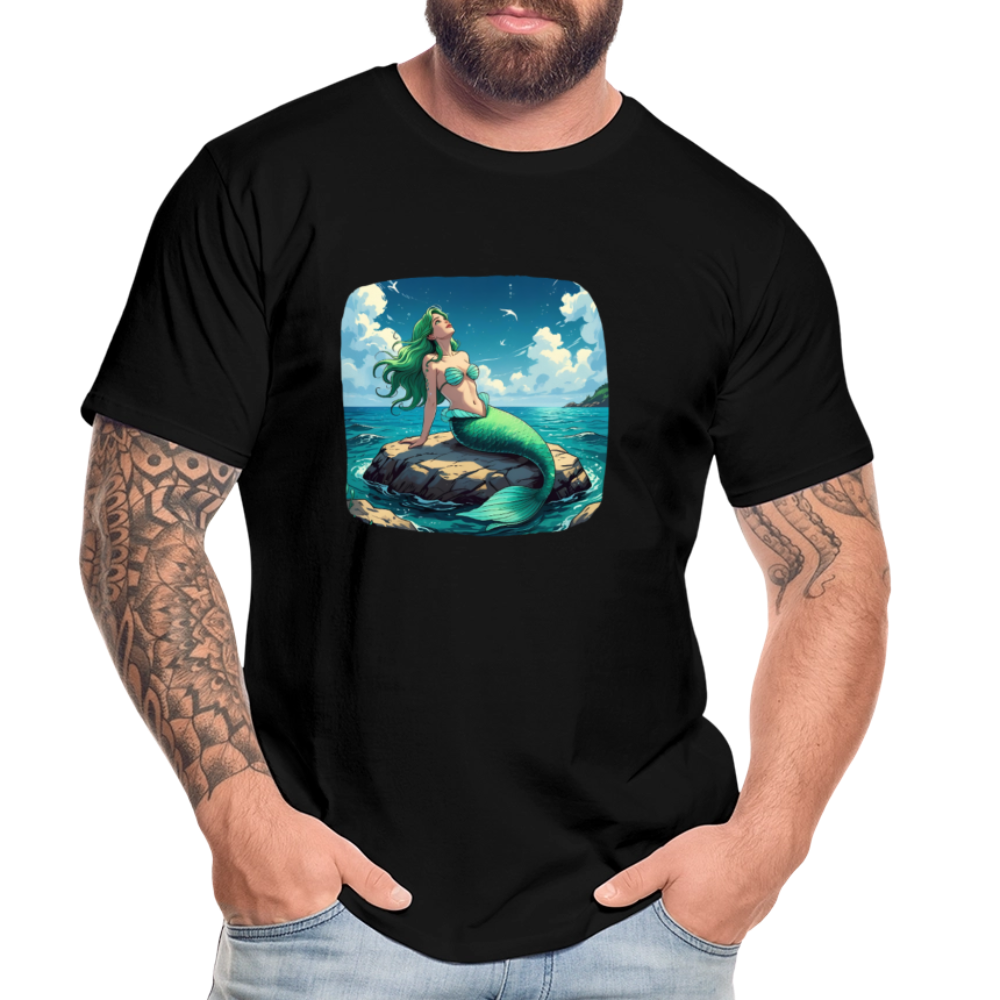 Männer Bio T-Shirt - Meerjungfrau - Schwarz