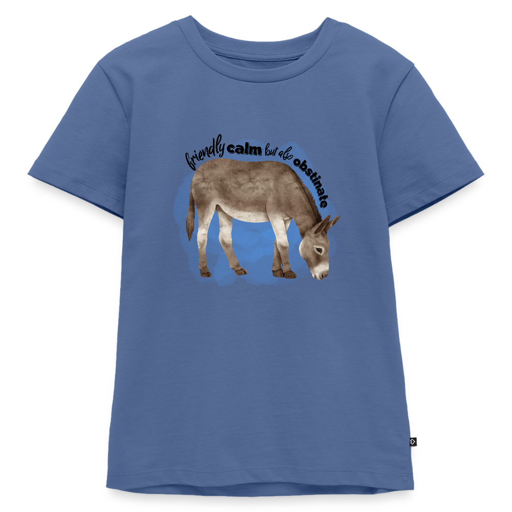 Kinder T-Shirt - friendly calm but also obstinate - Taubenblau