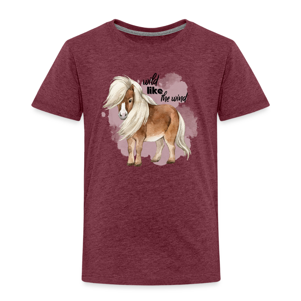 Kinder T-Shirt - wild like the wind - Bordeauxrot meliert