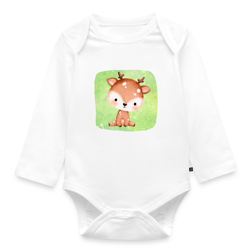 Langarmbody - Baby Reh - Weiß