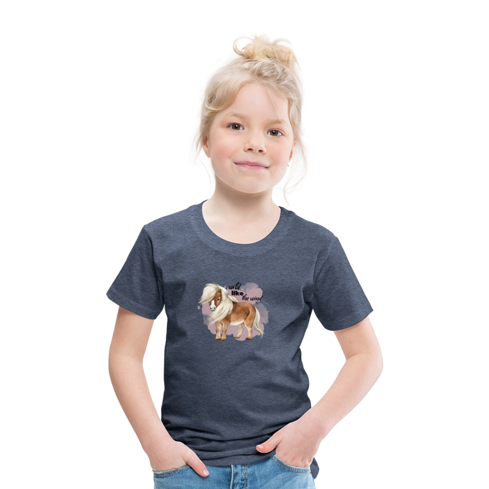 Kinder T-Shirt - wild like the wind - Blau meliert