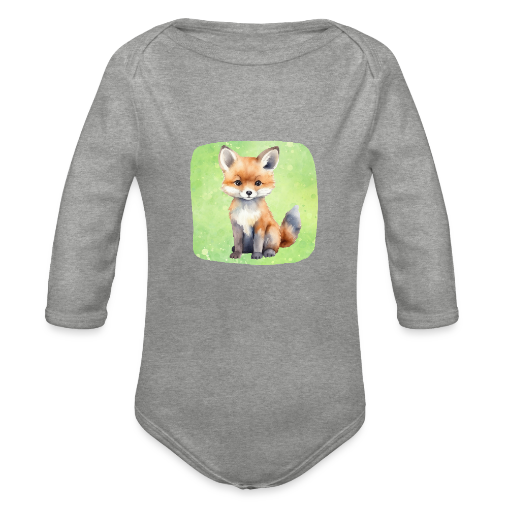 Langarmbody - Baby Fuchs - Grau meliert