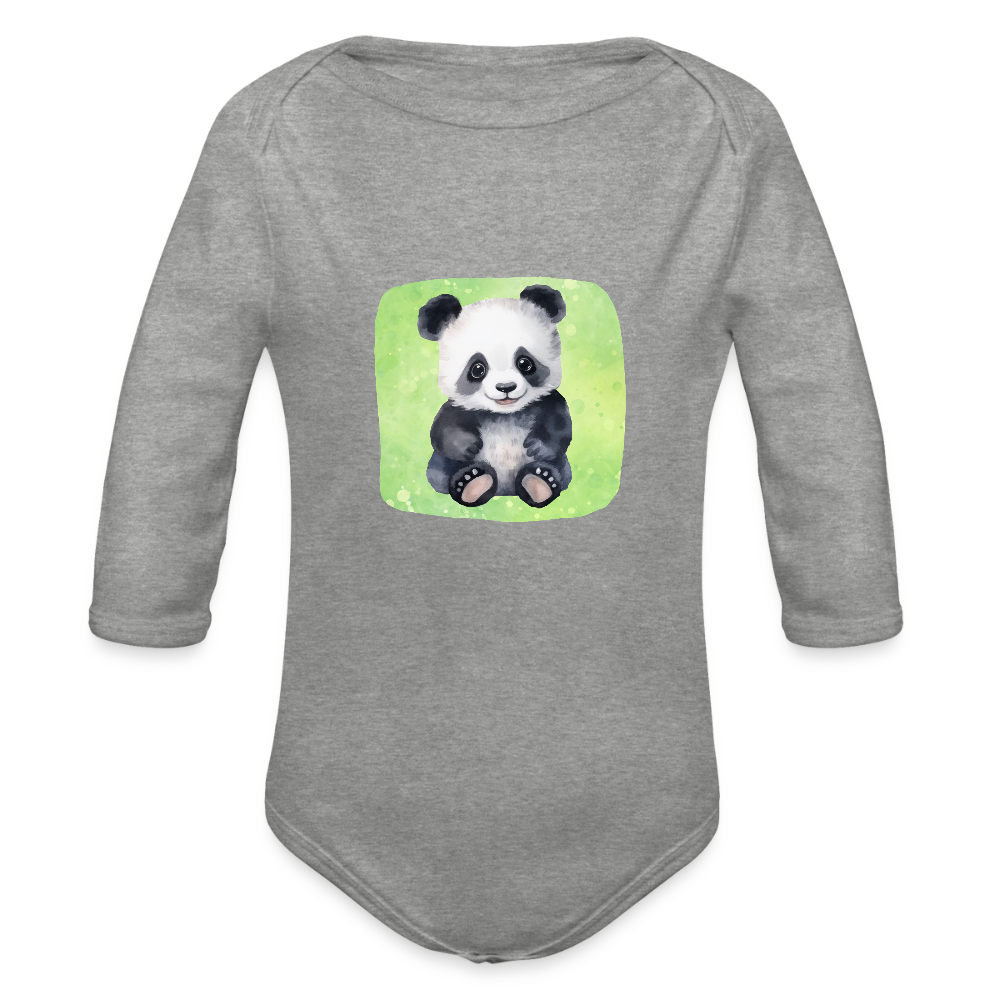 Langarmbody  - Baby Panda - Grau meliert