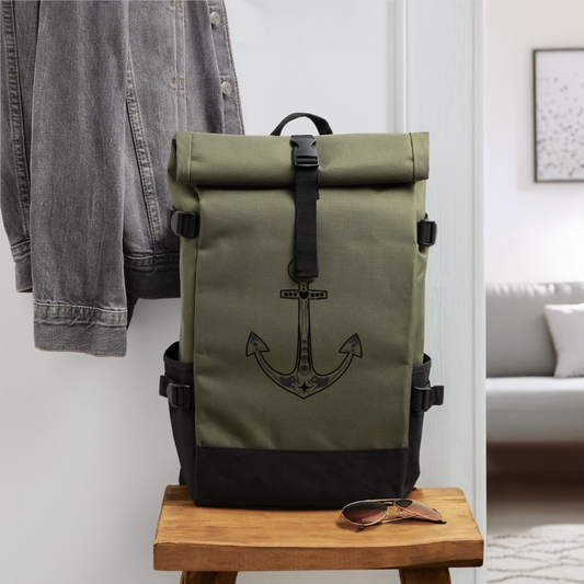 Rolltop Rucksack -Anker - Olive/Schwarz