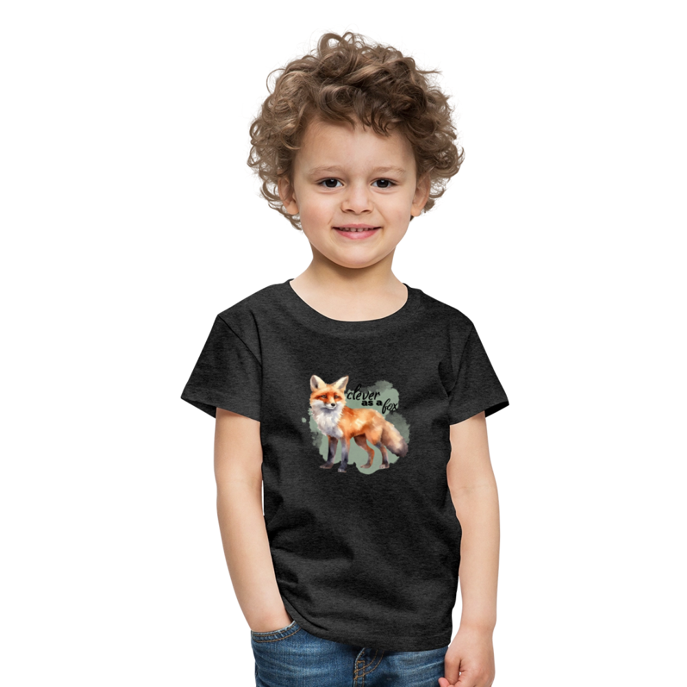 Kinder T-Shirt - clever as a fox - Anthrazit