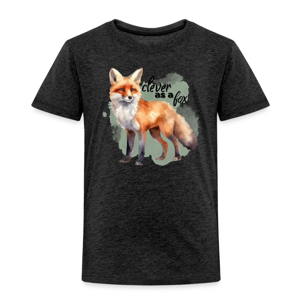 Kinder T-Shirt - clever as a fox - Anthrazit