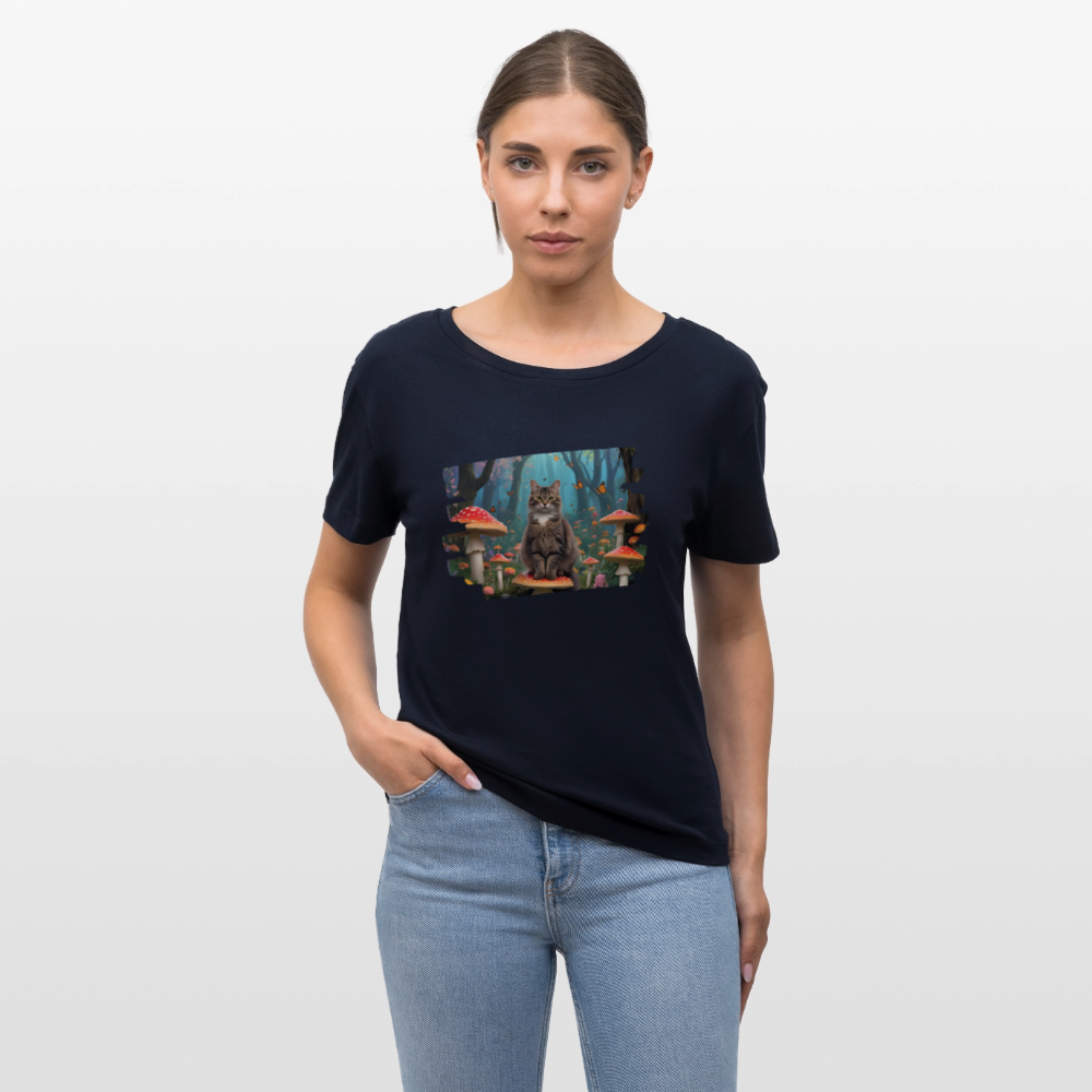 Frauen Bio-T-Shirt - Katze - Navy