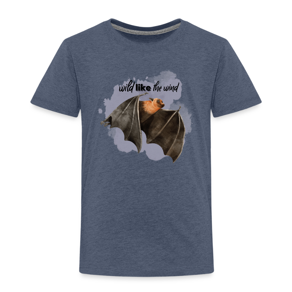 Kinder T-Shirt - wild like the wind - Blau meliert
