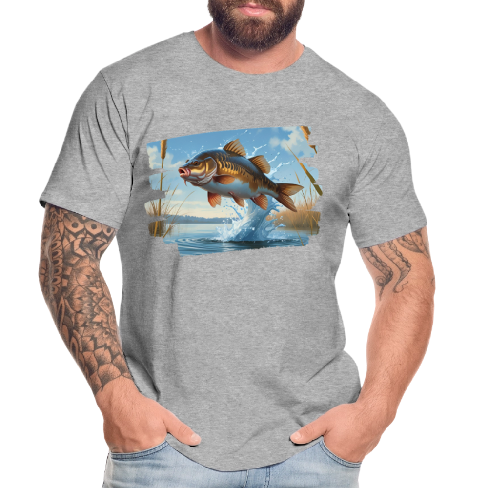 Männer Bio T-Shirt - Karpfen - Grau meliert