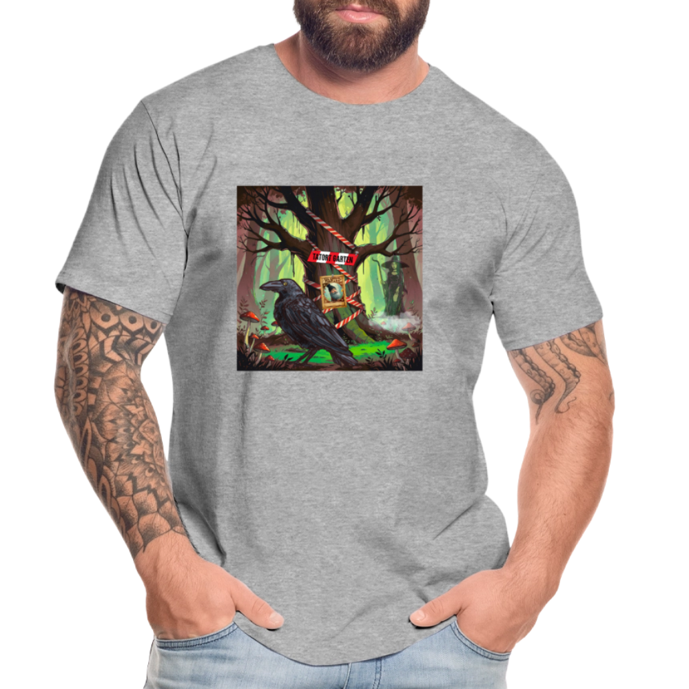 Männer Bio T-Shirt - Tatort Garten Baum - Grau meliert