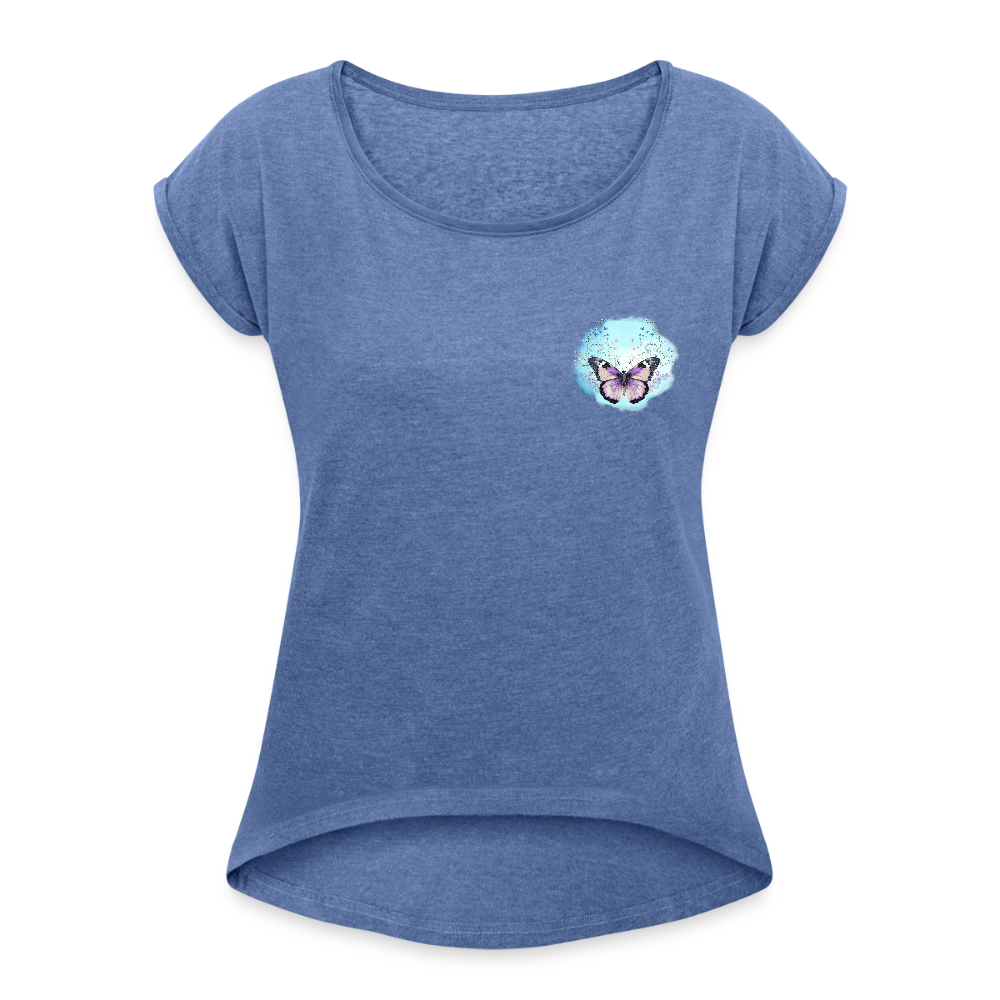 Frauen T-Shirt - Schmetterling - Denim meliert