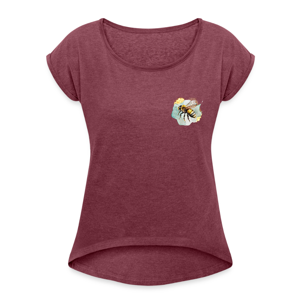 Frauen T-Shirt - Biene - Bordeauxrot meliert