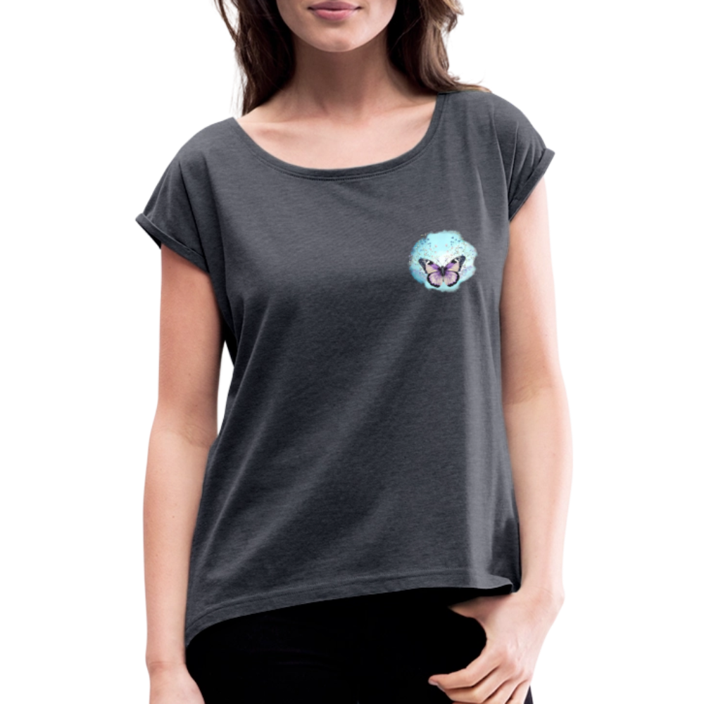 Frauen T-Shirt - Schmetterling - Navy meliert
