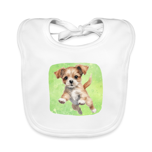 Baby Bio-Lätzchen - Baby Hund - Weiß