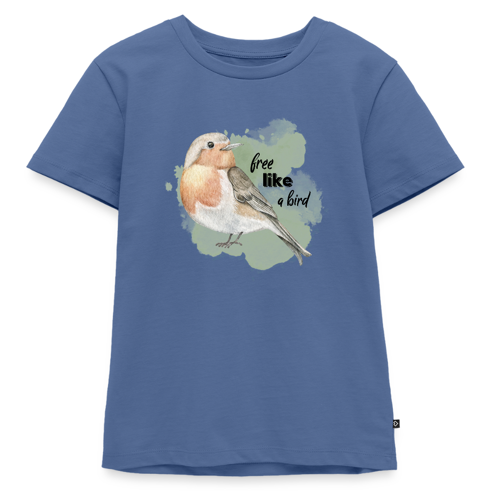 Kinder T-Shirt - free like a bird - Taubenblau