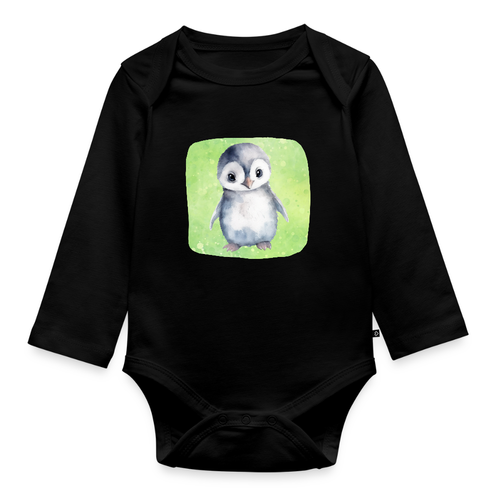 Langarmbody  - Baby Pinguin - Schwarz