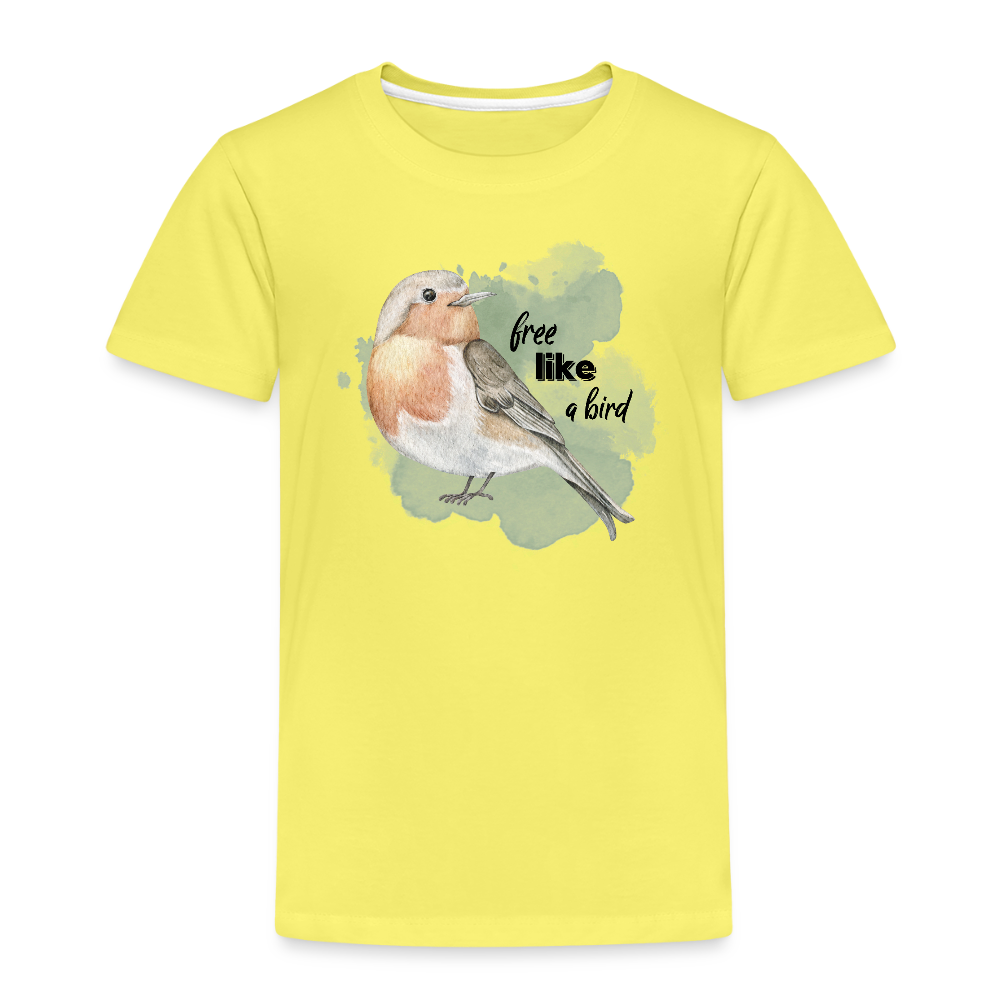 Kinder T-Shirt - free like a bird - Gelb