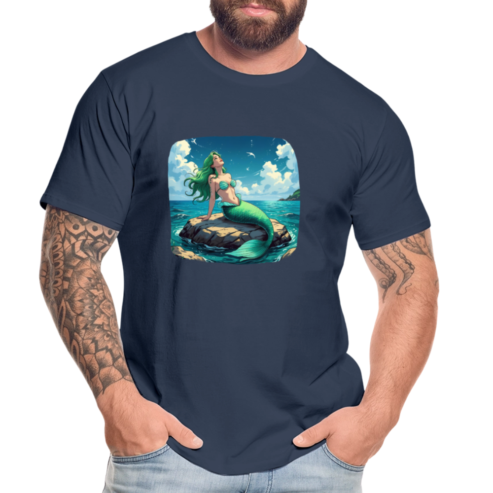 Männer Bio T-Shirt - Meerjungfrau - Navy
