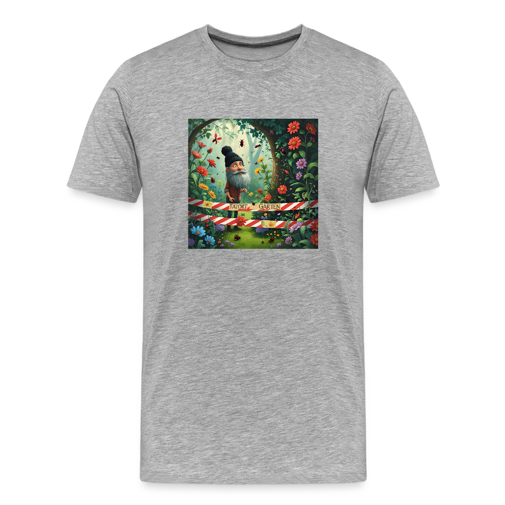 Männer Bio T-Shirt - Tatort Garten - Grau meliert