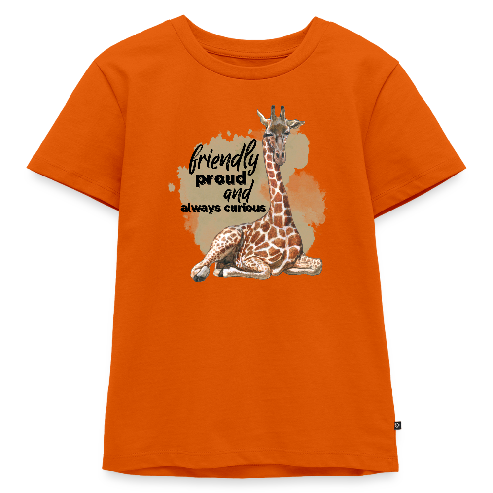 Kinder T-Shirt - friendly proud an always curious - Orange 