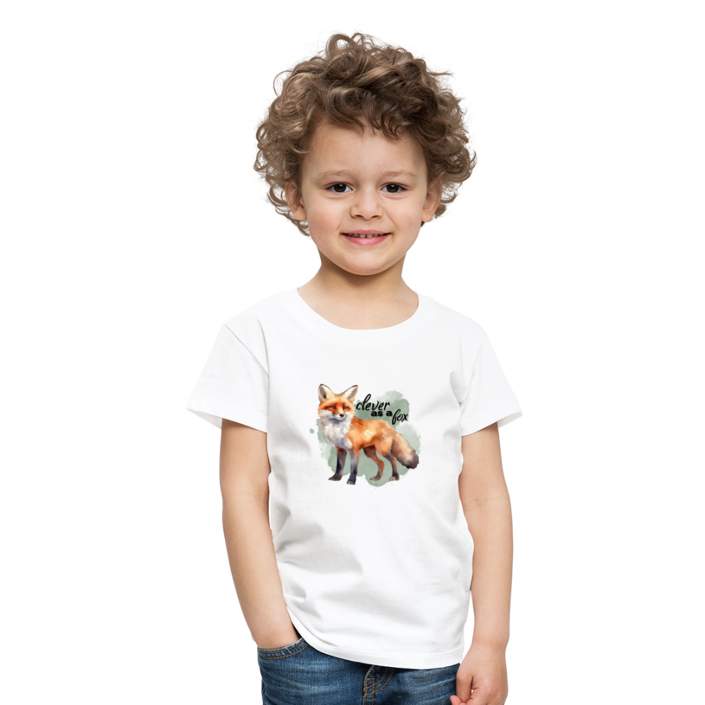 Kinder T-Shirt - clever as a fox - Weiß