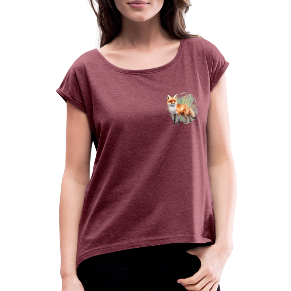 Frauen T-Shirt - Fuchs - Bordeauxrot meliert