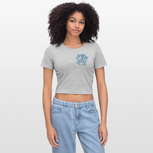 Cropped T-Shirt - Meer vom Leben - Grau meliert
