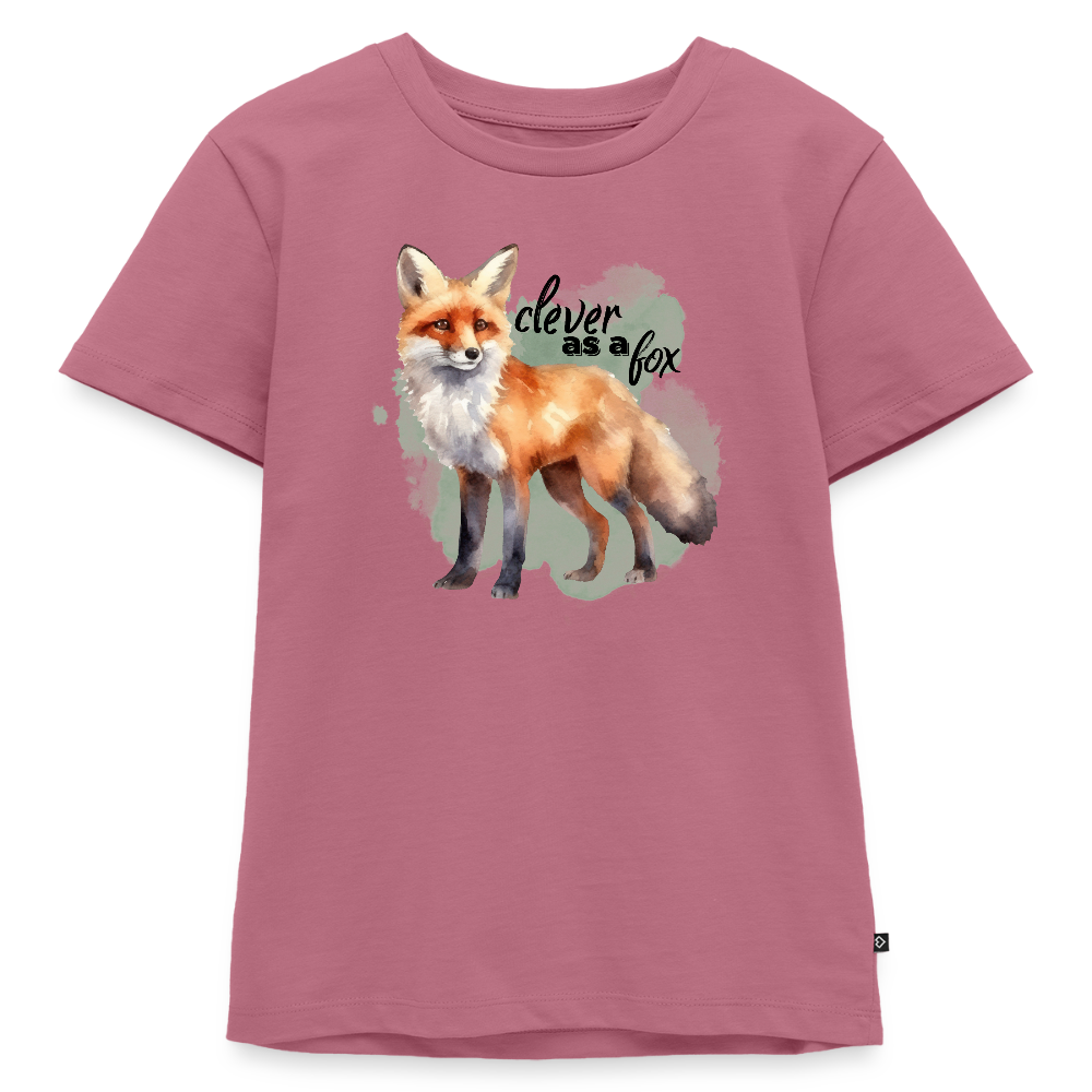 Kinder T-Shirt - clever as a fox - Mauve