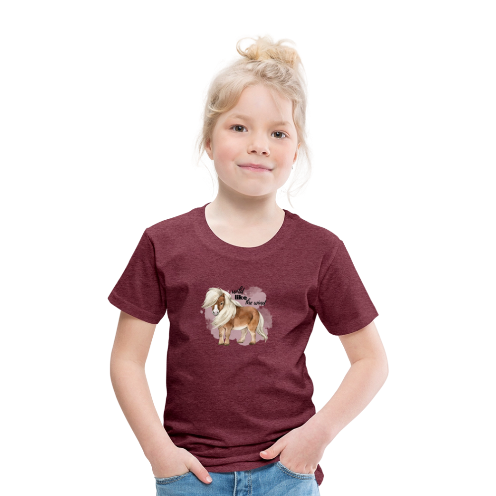 Kinder T-Shirt - wild like the wind - Bordeauxrot meliert