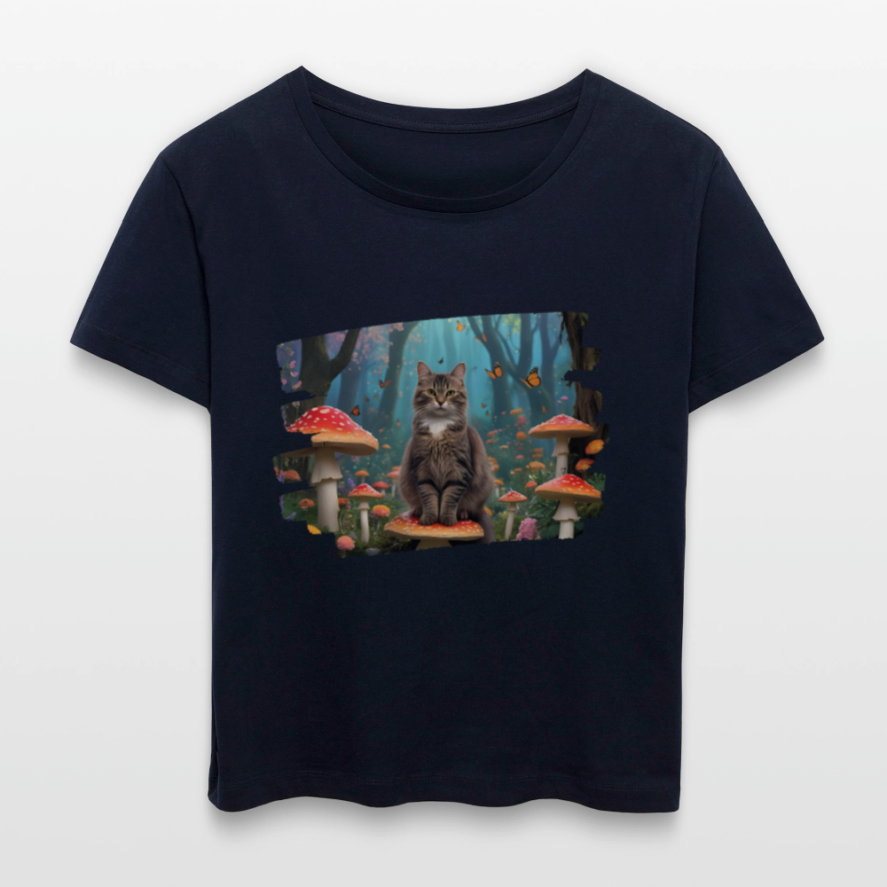 Frauen Bio-T-Shirt - Katze - Navy