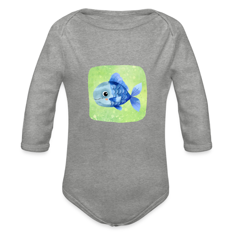 Langarmbody  - Baby Fisch - Grau meliert