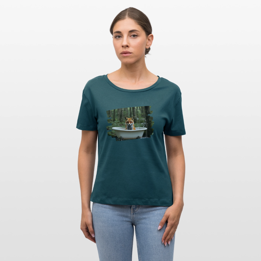 Frauen Bio-T-Shirt - Fuchs - Dunkles Petrol