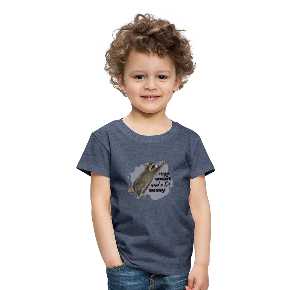 Kinder T-Shirt - nosy smart and a bit sassy - Blau meliert