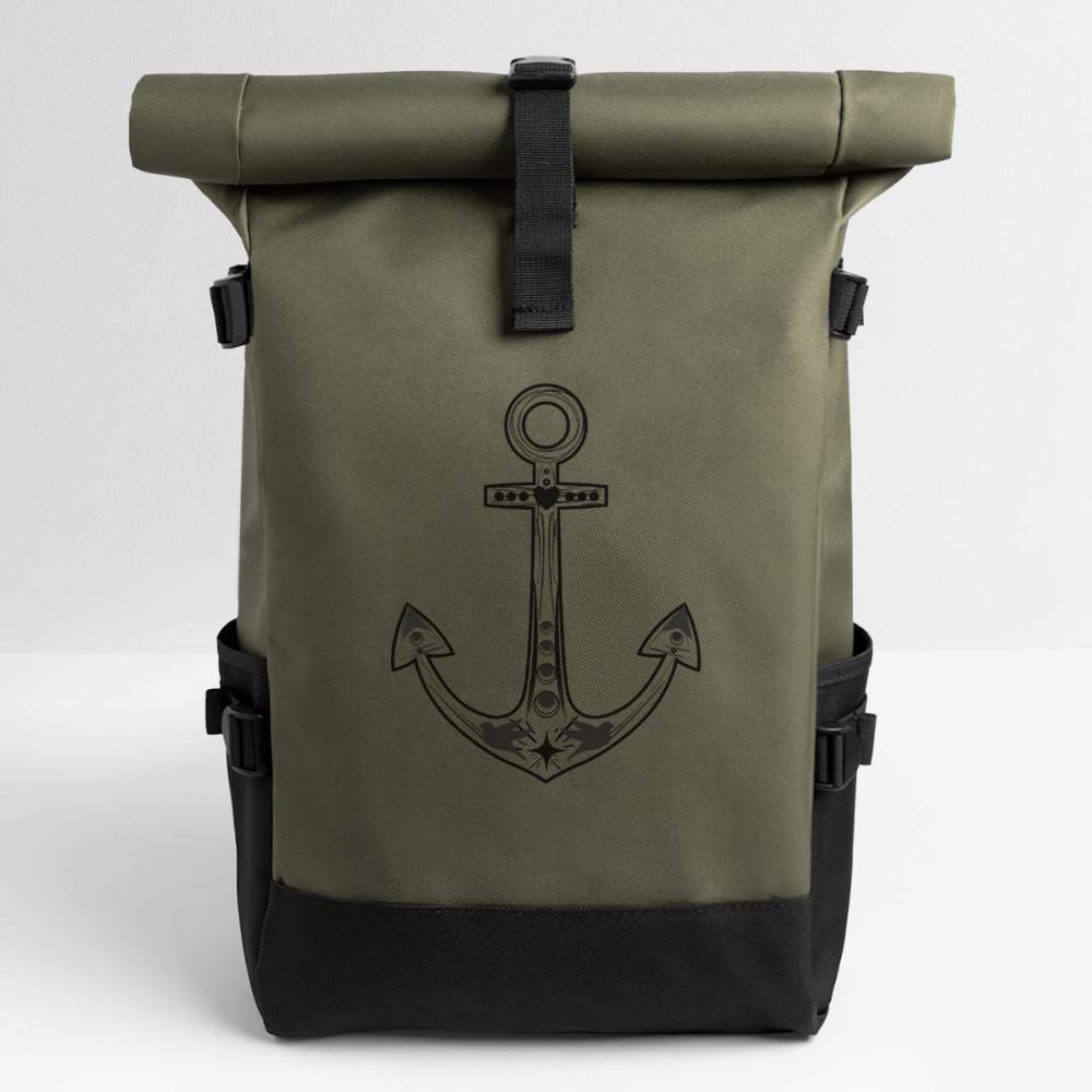 Rolltop Rucksack -Anker - Olive/Schwarz