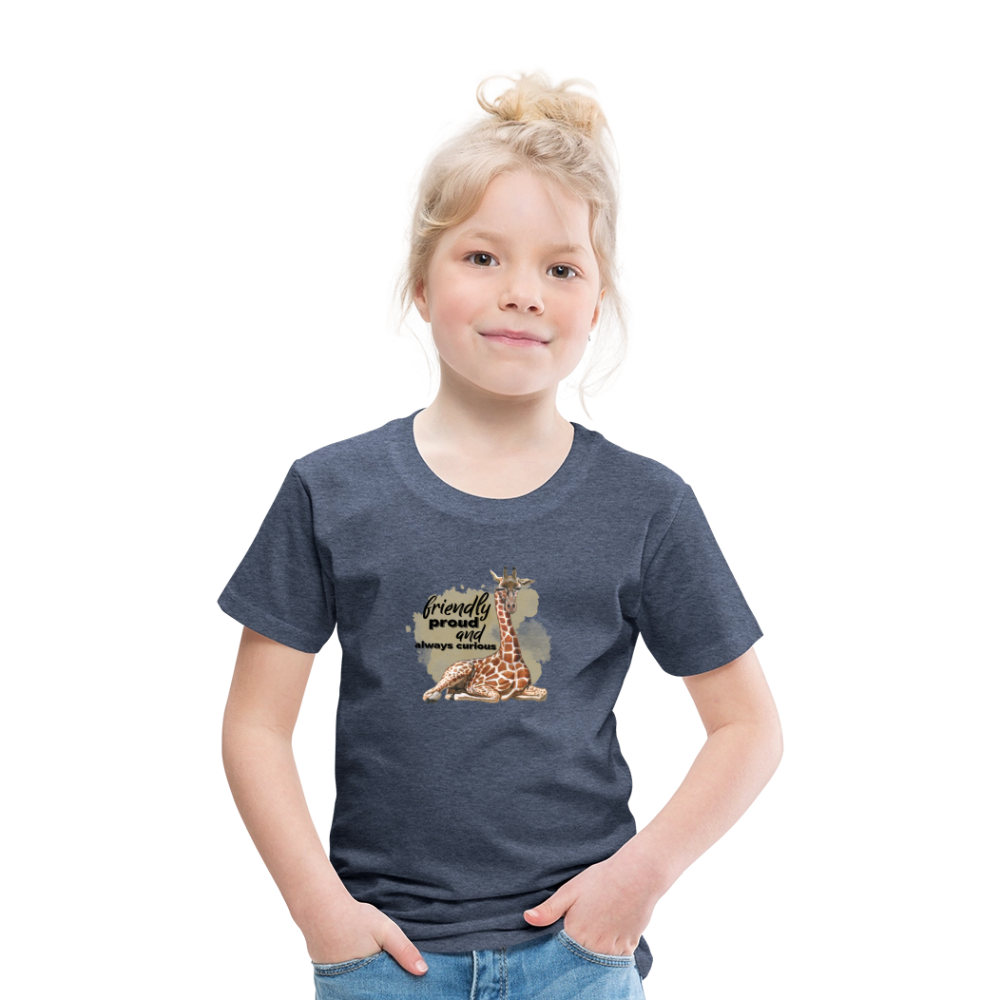 Kinder T-Shirt - friendly proud an always curious - Blau meliert