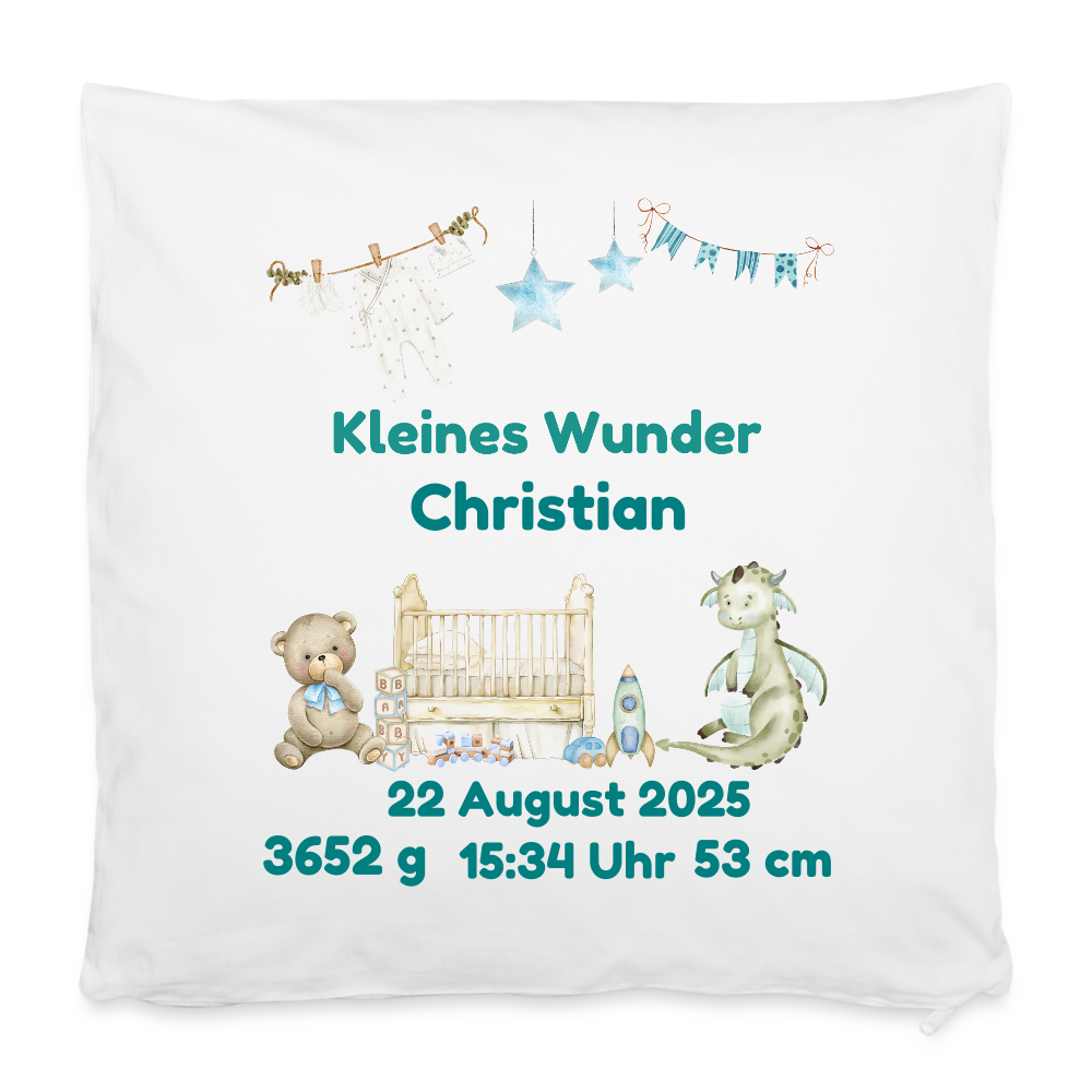 Baby Kissenbezug *Personalisierbar* - Weiß