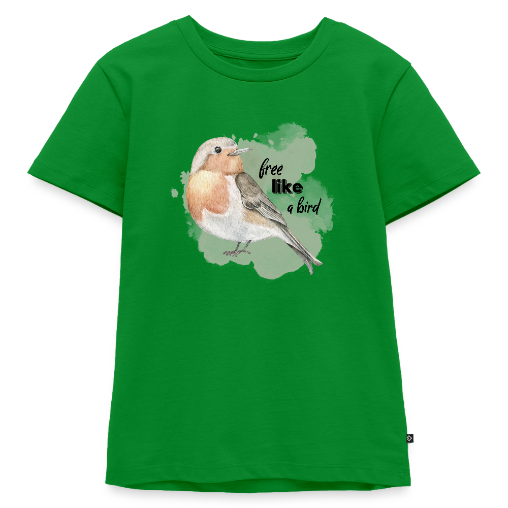 Kinder T-Shirt - free like a bird - Grün
