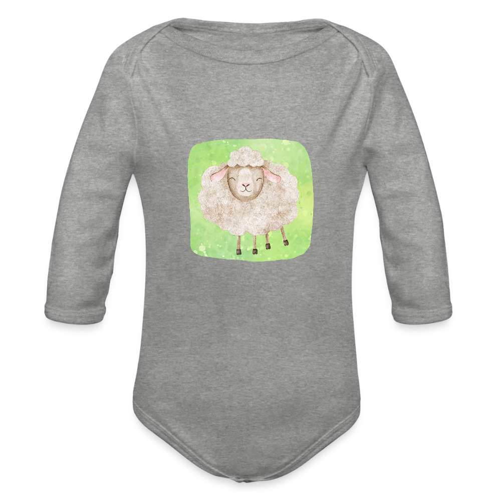 Langarmbody  - Baby Schaf - Grau meliert